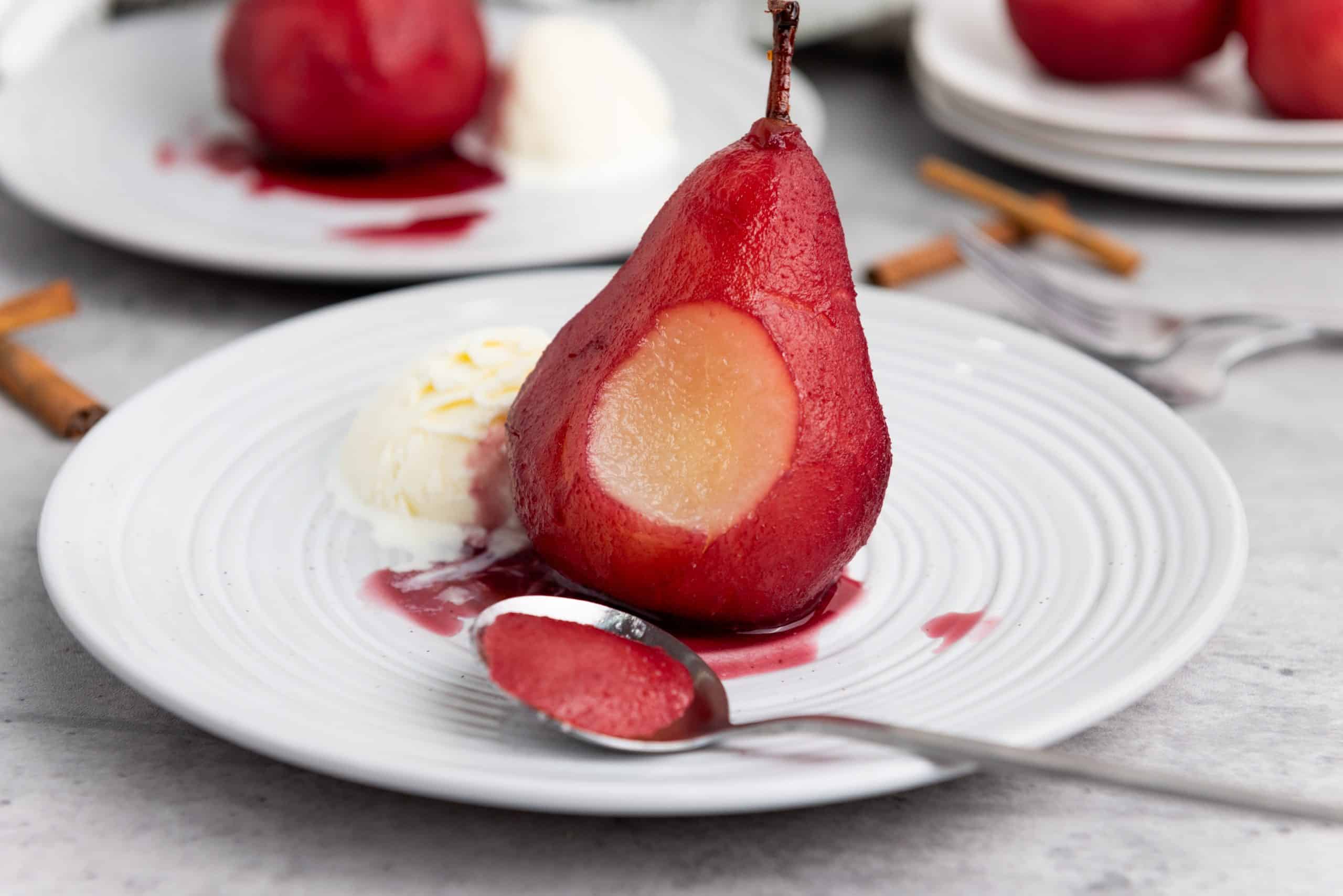 Red Wine Poached Pears
